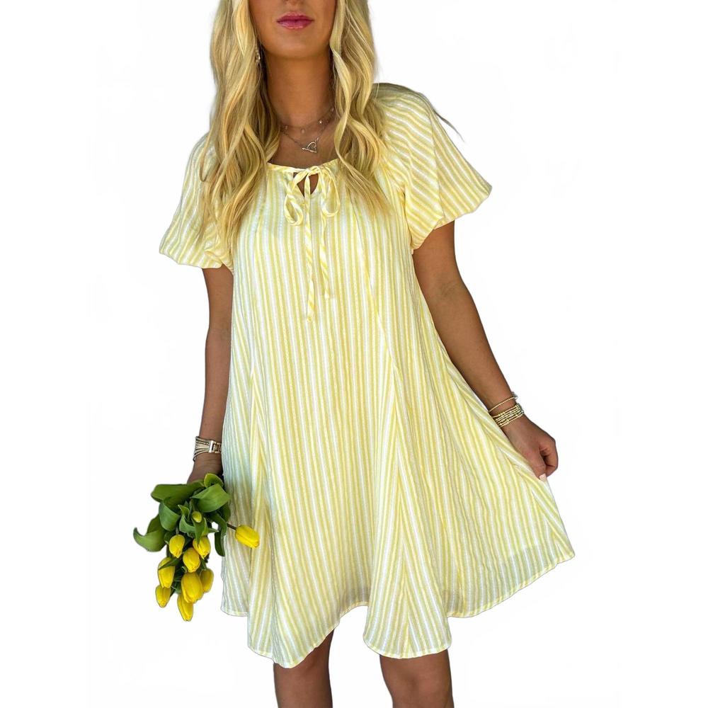 NEW IN FEBRUARY women's sammie mini dress in striped lemon